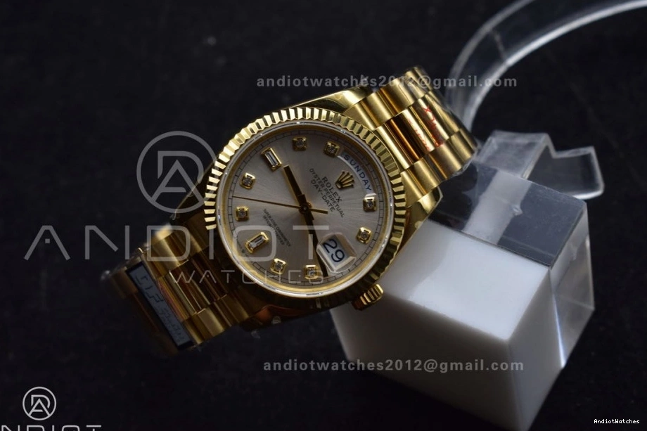 Square President on 36 DayDate Silver Steel Edition Comfortable Weight) (Gain 702 Best Dial YG with Bracelet vr3255 Diamond 904L V5 QF 1027